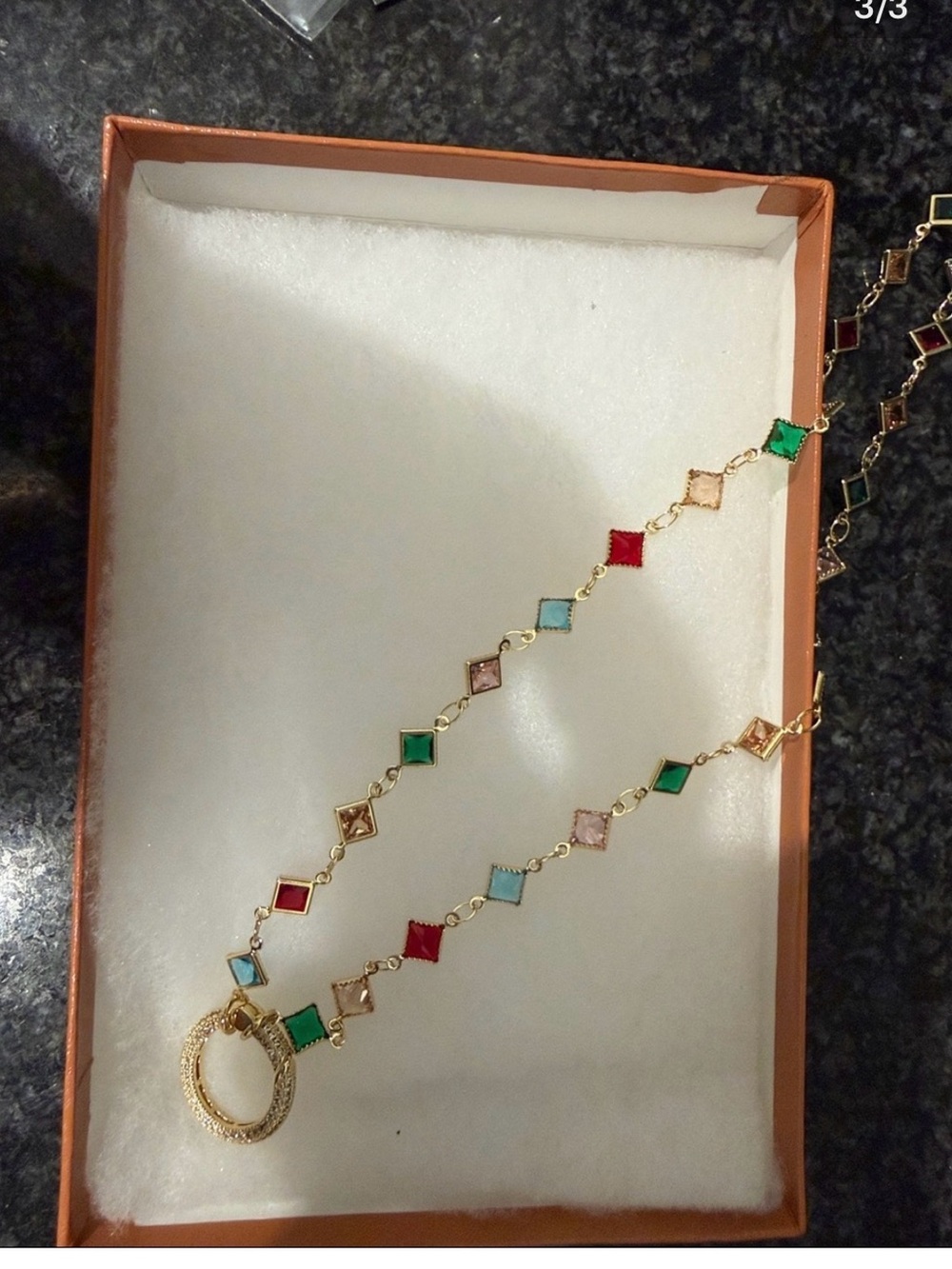 Freida ROTHMAN Vault Gold Multicolor Gemstone Link Necklace -